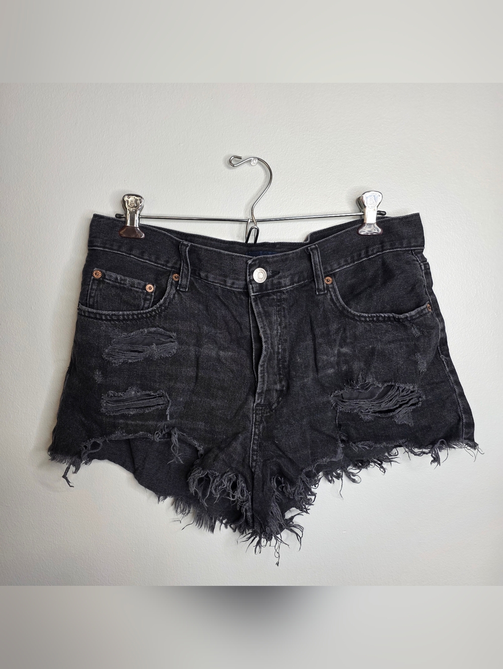Aeropostale Black Distressed Denim Cutoff Shorts Sz 10